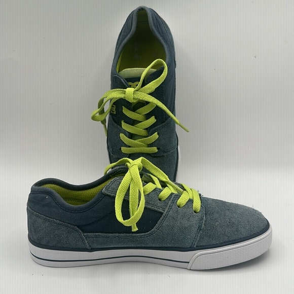 DC W TONIK Shoes - Blue Gray Suede Lime Laces Boys Size 7 - Picture 4 of 13